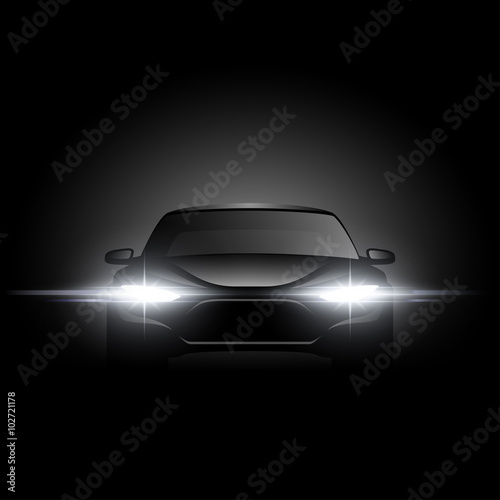 Black car silhouette with light effect