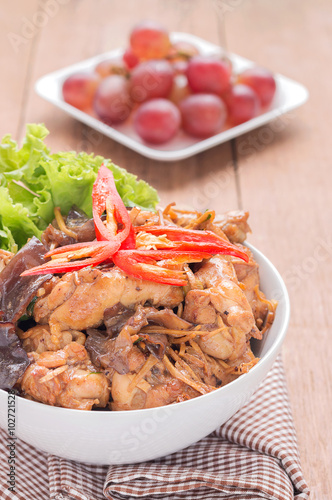 Stir fried chicken with ginger, Thai food