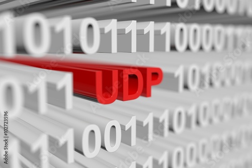 UDP is presented in the form of a binary code with blurred background photo