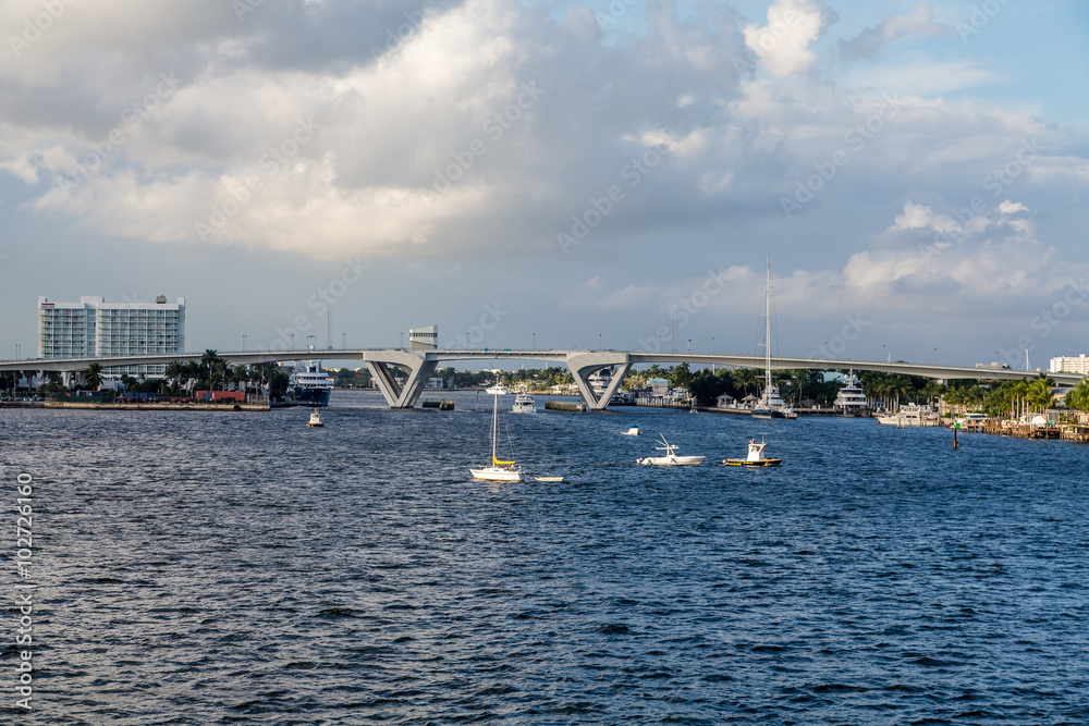 Sailboats by Bridge Under Storm Clouds Sailboats by Bridge Under Storm Clouds
