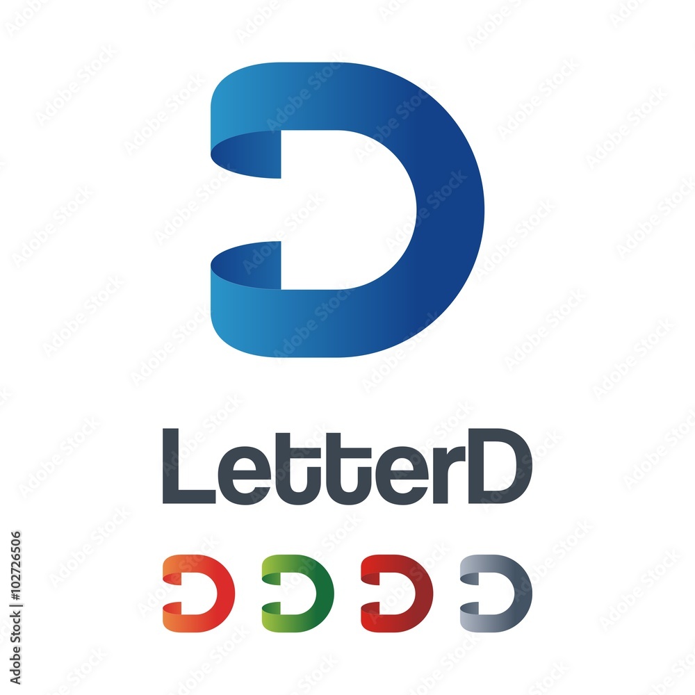 Clean Letter D Logo Design Ribbon Clean Letter D Logo Design Ribbon