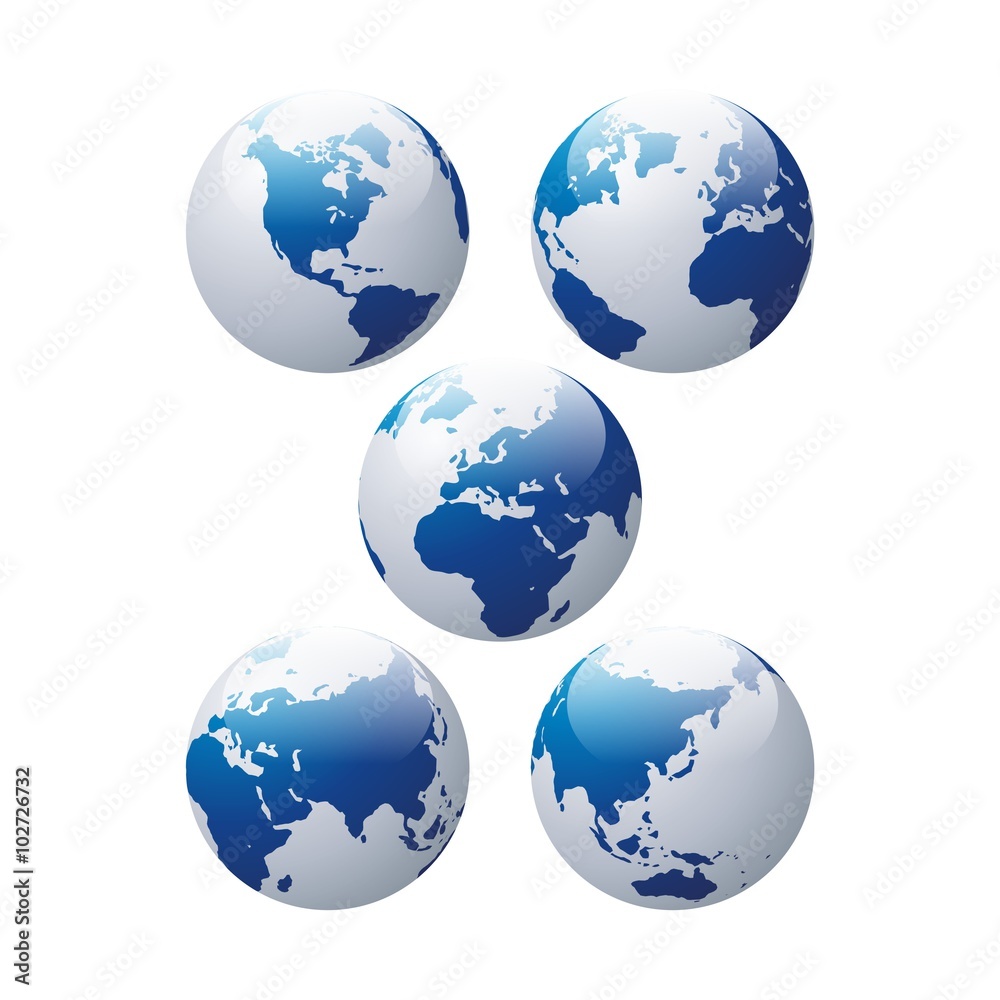 Globe Five Continents Blue Color