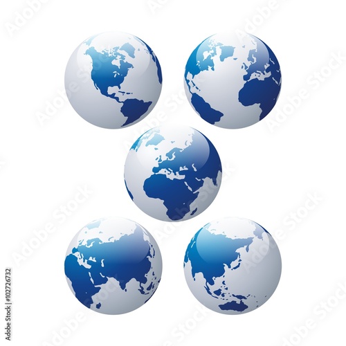 Globe Five Continents Blue Color