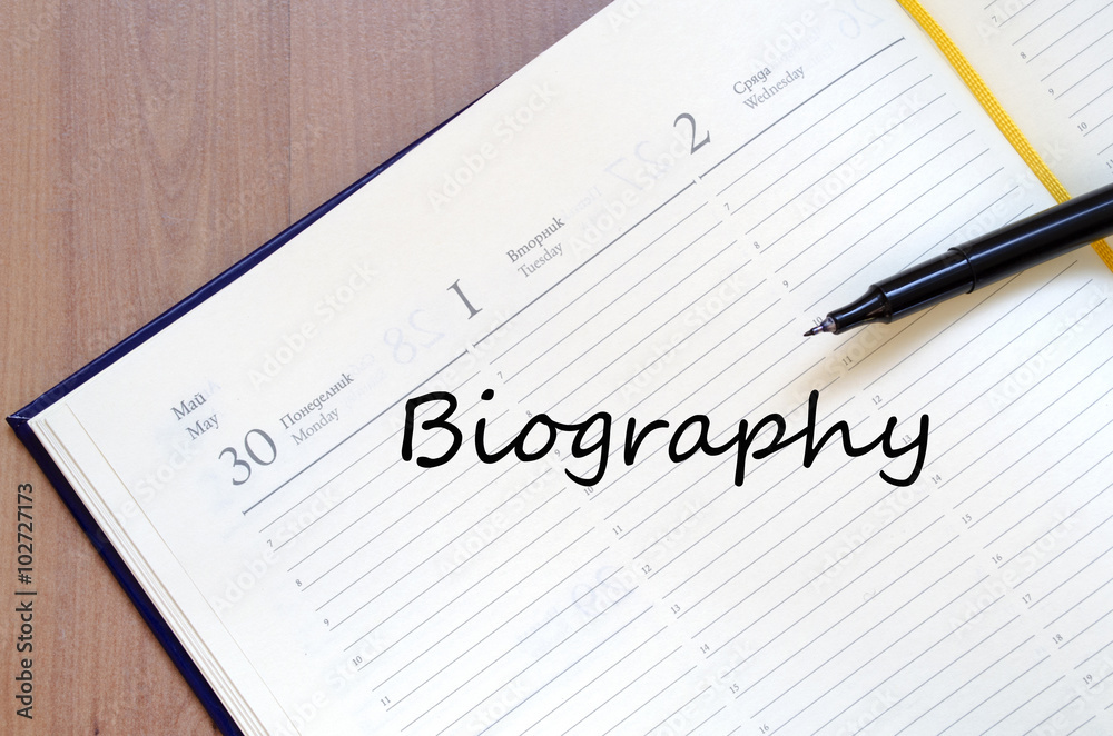 Biography write on notebook Biography write on notebook