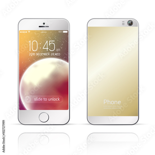 Perfectly detailed smartphone with camera,mobile phone isolated with abstract colorful background design template,To adapt idea for brochure advertising,technology presentation,vector, illustration