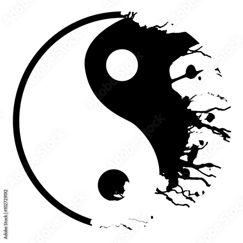 Fototapeta Silver yin yang symbol