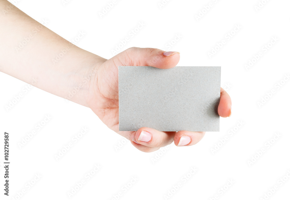 Blank business card in hand. Isolated with clipping path on white background. Template for design presentations and portfolios. Blank business card in hand. Isolated with clipping path on white background. Template for design presentations and portfolios.