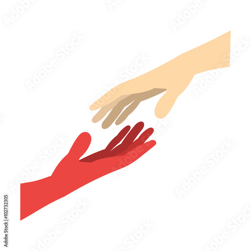 Two arms stretching towards each other icon