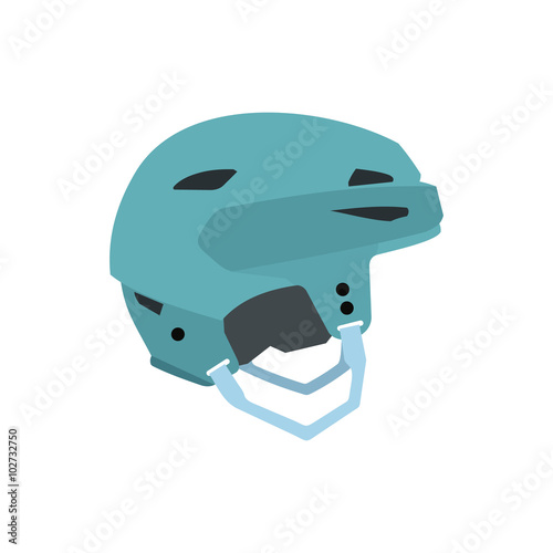 Blue hockey helmet flat icon 