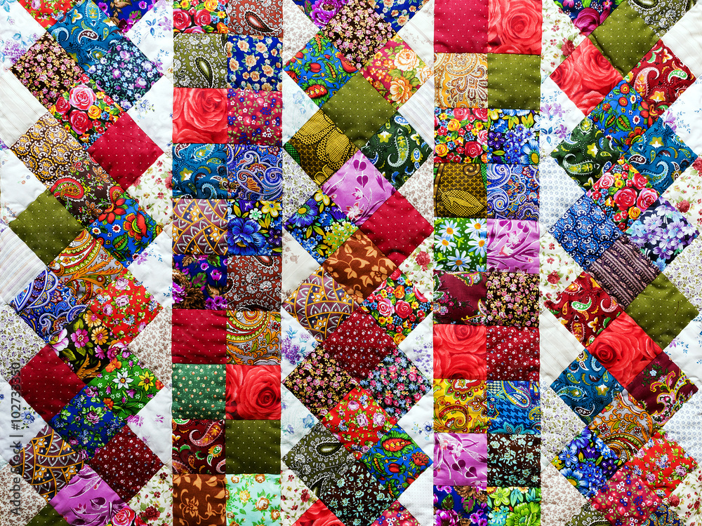 Background of colorful patchwork fabrics