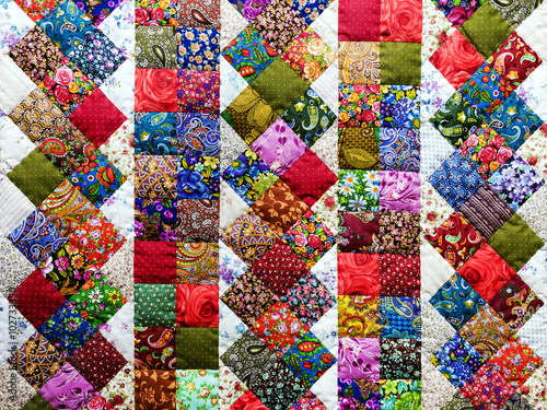 Obraz na płótnie Background of colorful patchwork fabrics w salonie