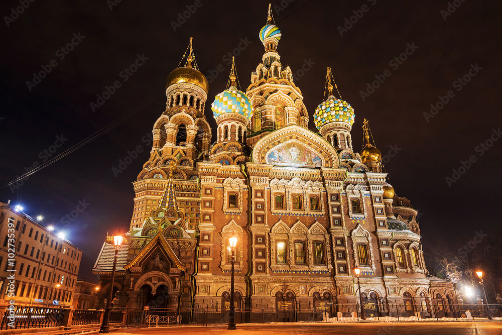 Church of the Saviour on Spilled Blood in the winter in St. Pete
