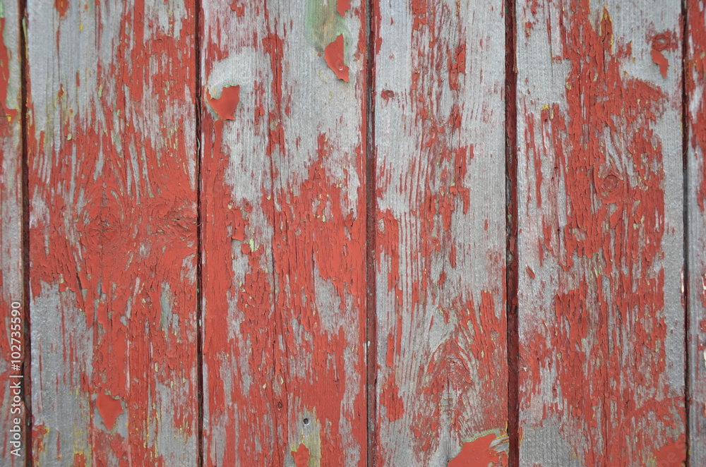 Brocken Red Paint on Wood