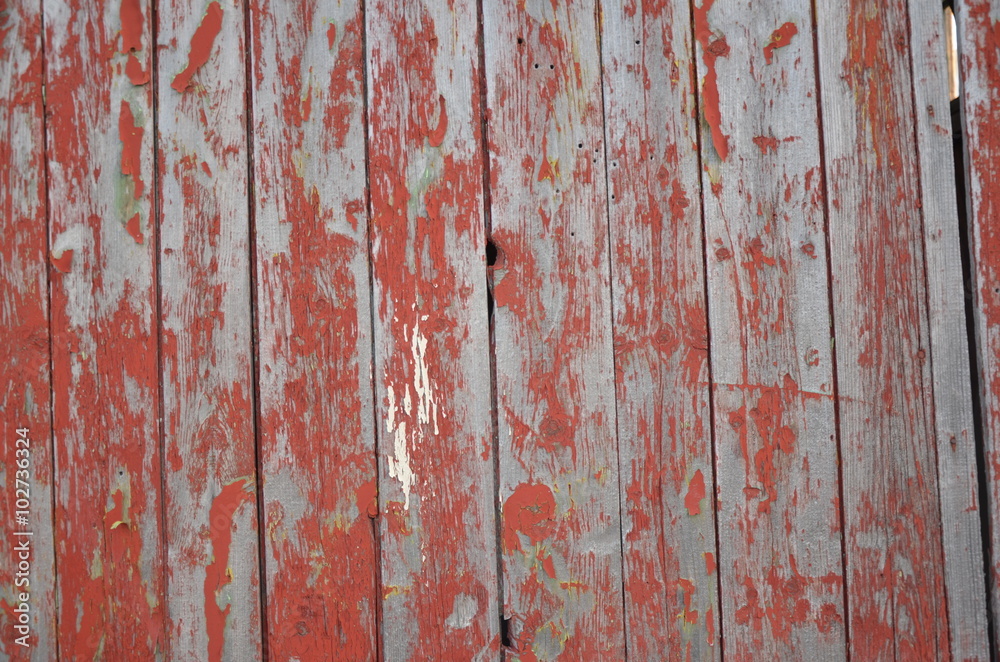 Broken Red Paint on Wood Broken Red Paint on Wood
