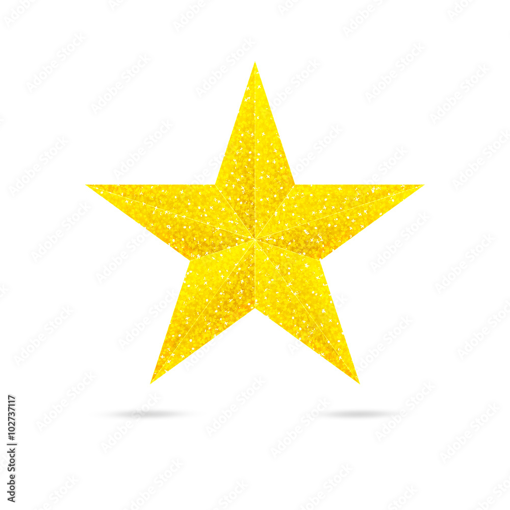 Single golden star shine on white background Single golden star shine on white background