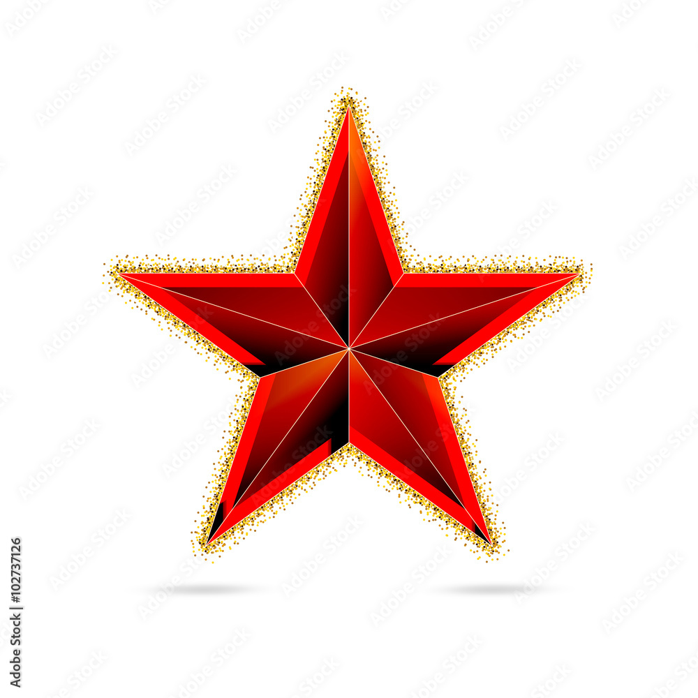 Obraz premium Single red star shine on white background