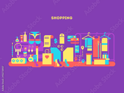 Shopping design flat concept