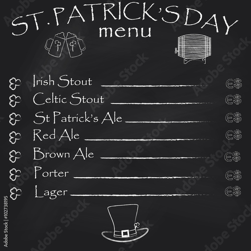 St. Patrick's Day menu template