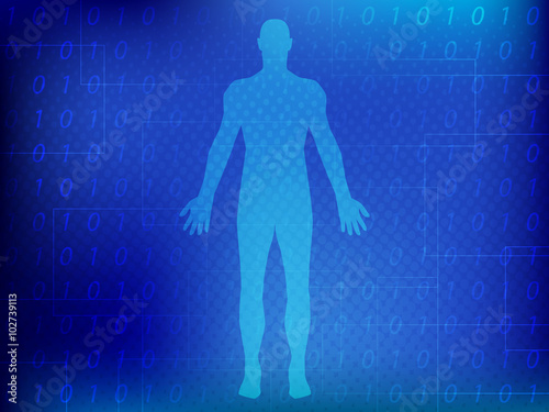 Man silhouette blue digital background