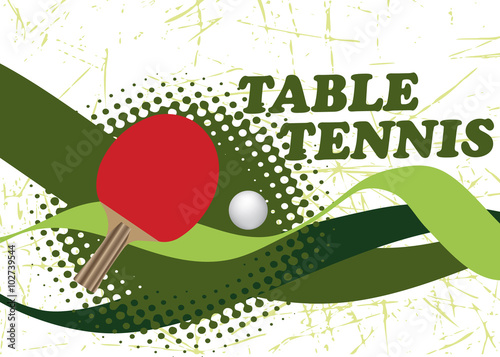 Abstract table tennis poster with green waves