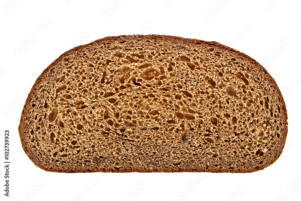 Slice of fresh rye bread isolated on white background Slice of fresh rye bread isolated on white background