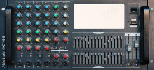 Old audio sound mixer control panel