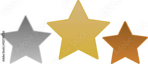 Sterne in Gold, Silber und Bronze