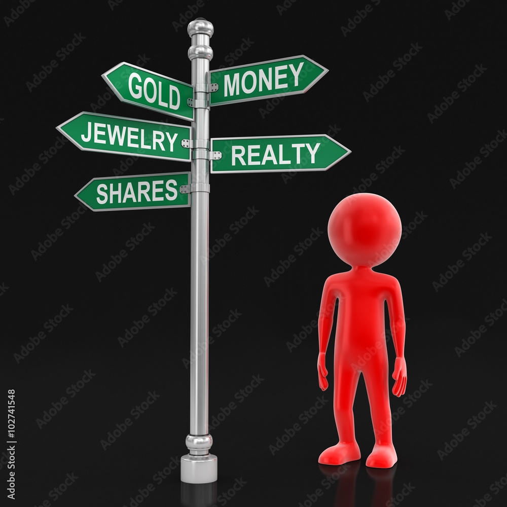 Man and Sign Directions. Image with clipping path Man and Sign Directions. Image with clipping path