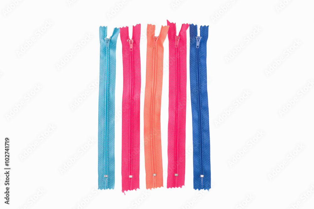 Colorful zipper collection isolated over white