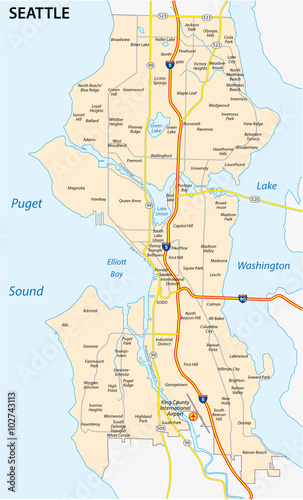 seattle road and neighborhood map