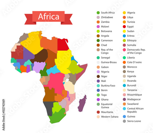World map infographic template. Countries of Africa