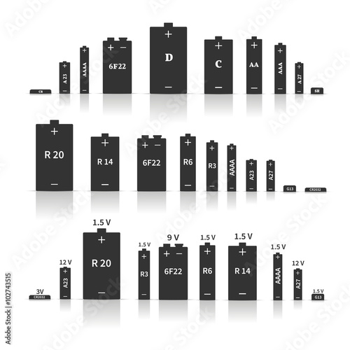 Set of different batteries, vector illustration