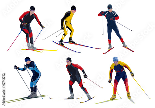 Six skiers