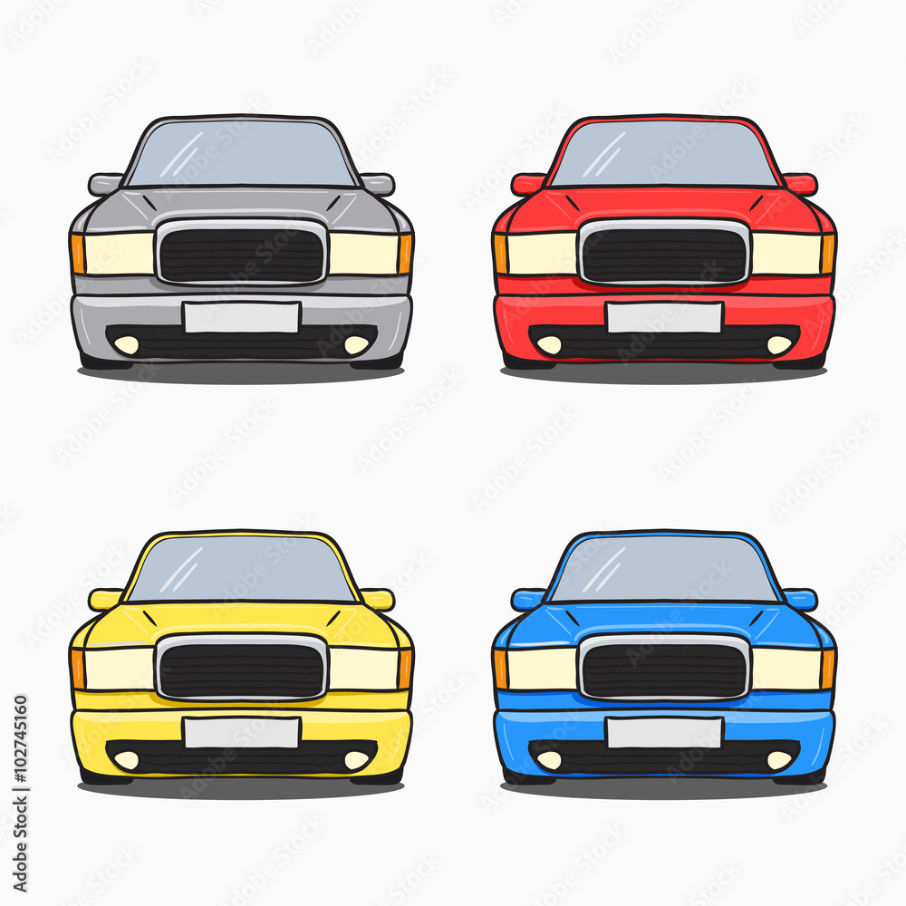 Abstract retro car silhouette background - Front view.