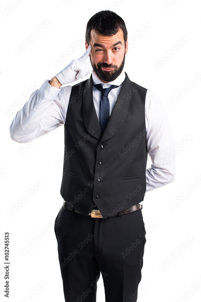 Luxury waiter thinking Luxury waiter thinking