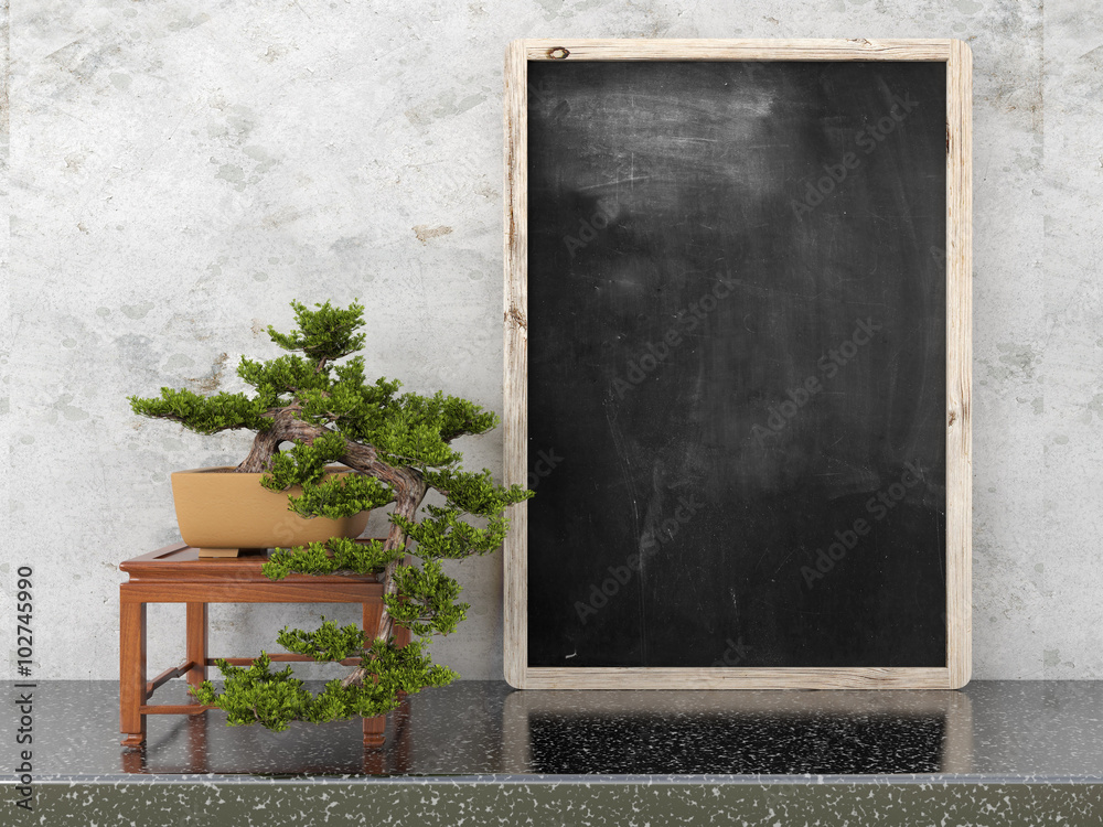 Empty black chalkboard, 3D render