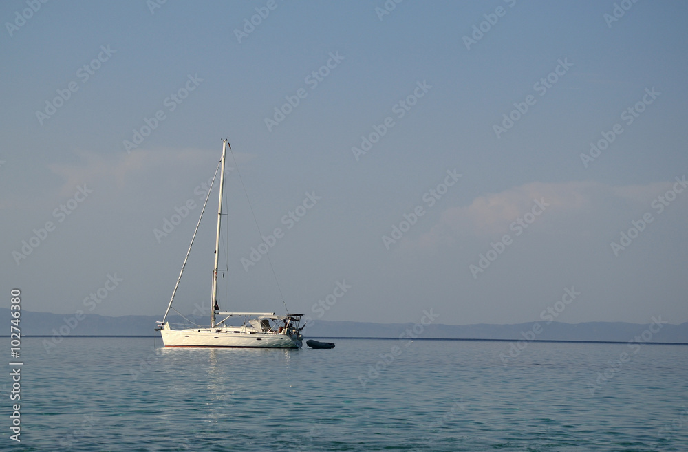White Anchored Boat White Anchored Boat