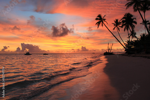 sunrise and atlantic ocean in Dominican republic summer, vacation