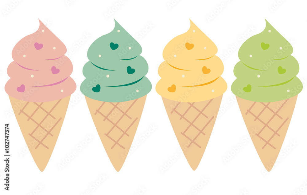 colorful cute cartoon set of ice cream vector illustration
