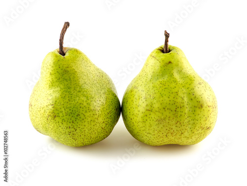 Two sweet pears isolated on white