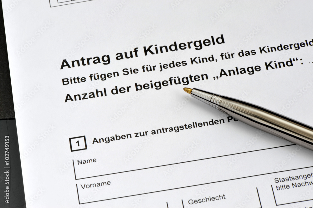 Fotka „Antrag auf Kindergeld, Formular, Antrag, Sozialleistung