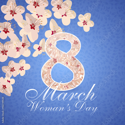 Postcard for holiday International Woman's Day with Flowers of S