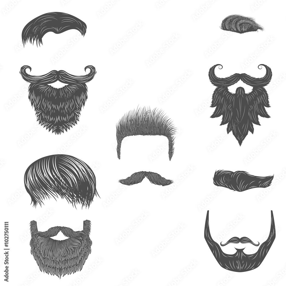 Vector set of hairstyles. Vector beards Stock Vector | Adobe Stock