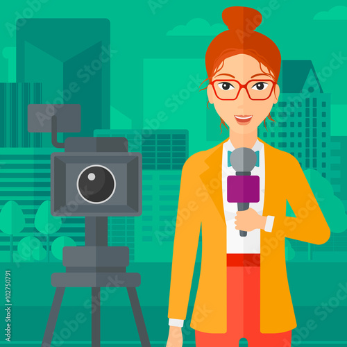 TV reporter working.