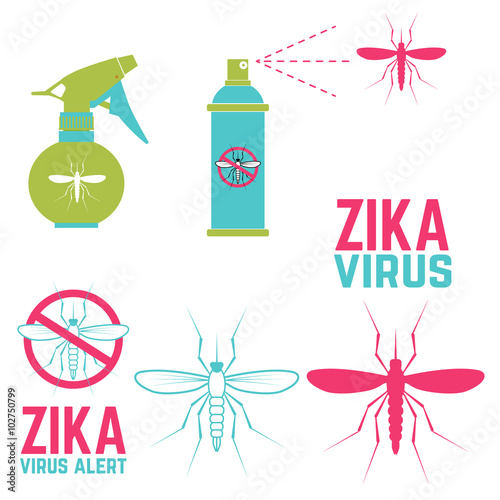Zika virus alert. Set of design elements