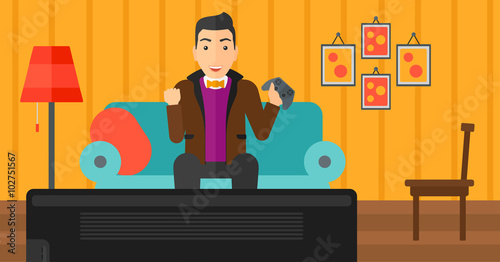 Man playing video game.