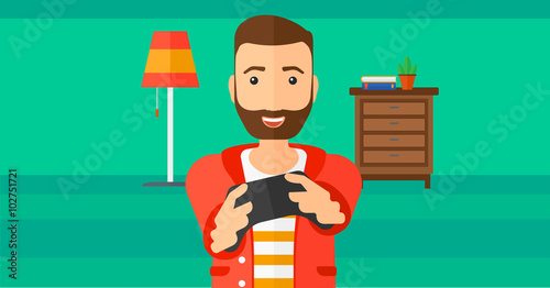 Man playing video game.