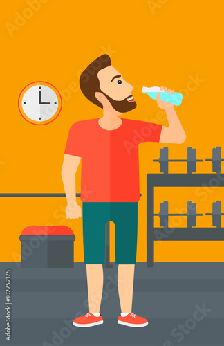 Man drinking water.