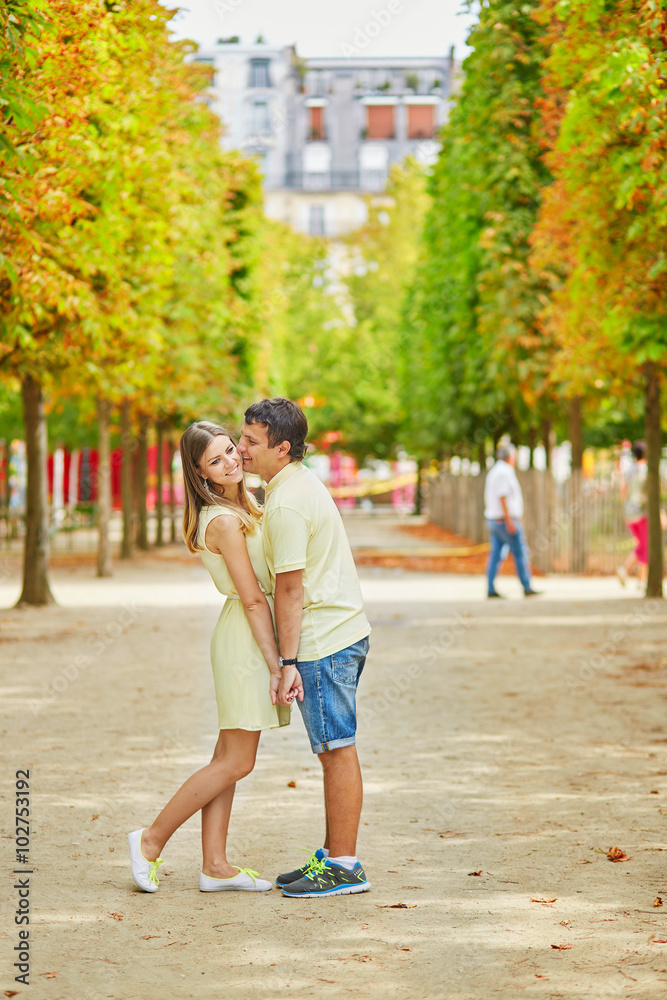 Beautiful young dating couple in Paris Beautiful young dating couple in Paris