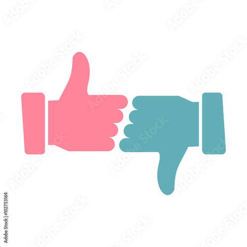Hands showing thumbs up and down flat icon